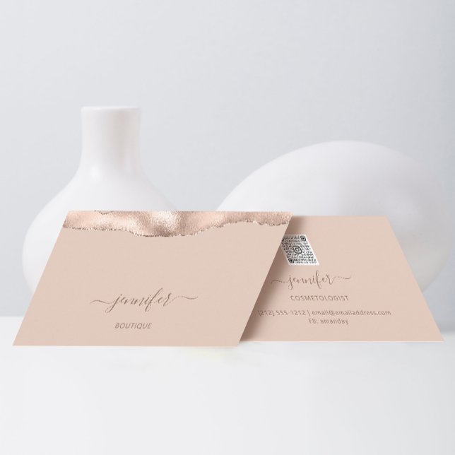 Cartão De Visita Makeup QR Code Blush Skinny (Criador carregado)