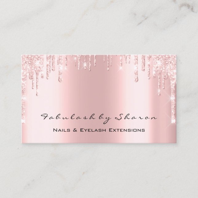 Cartão De Visita Makeup SPA Eyelash Pisca as Unhas Rosa (Frente)