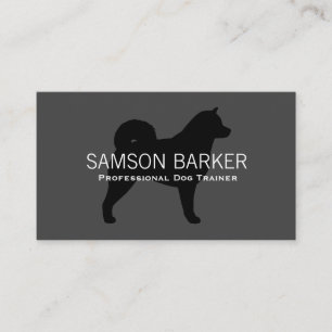 Cartão De Visita Malamute Dog Silhouette Black na Cinza