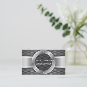 Cartão De Visita Malha industrial Metálico Aço Inoxidável