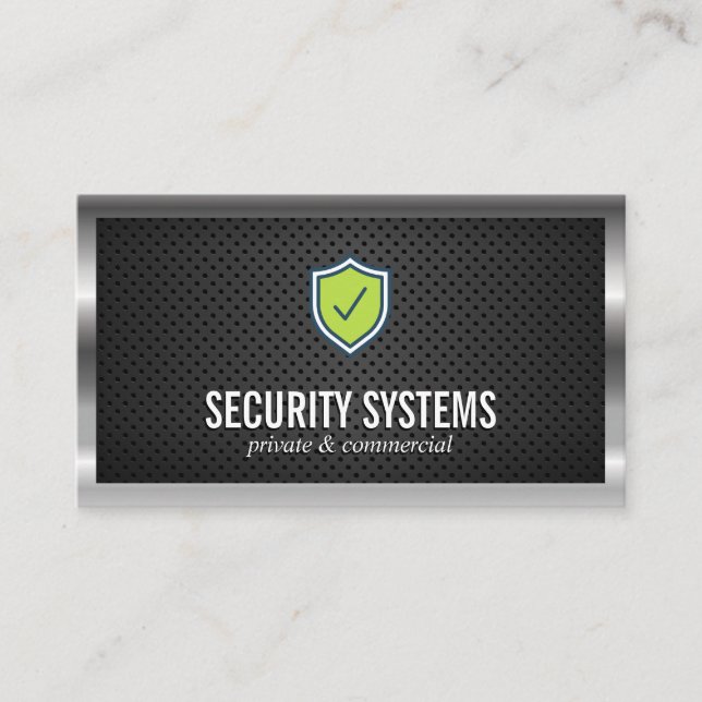 Cartão De Visita Malha perfurada de borda metálica prateada (Frente)