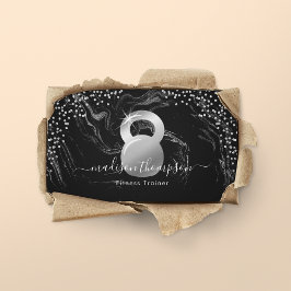 Cartão De Visita Malhação Black Kettlebell Moderno Silver