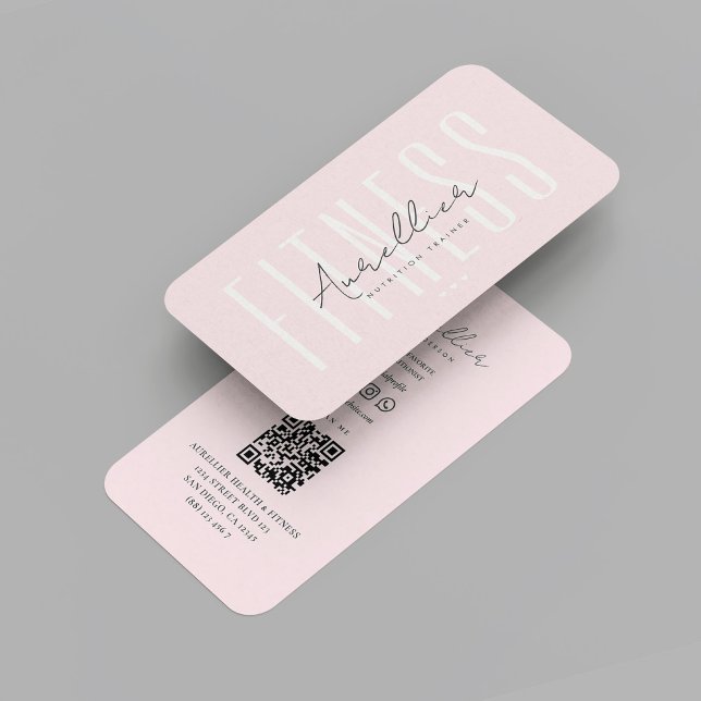Cartão De Visita Malhação de Treinador Pessoal Moderno Rosa Dietici (Modern Personal Trainer Fitness Dietician Nutritionist Pink Business Card
)
