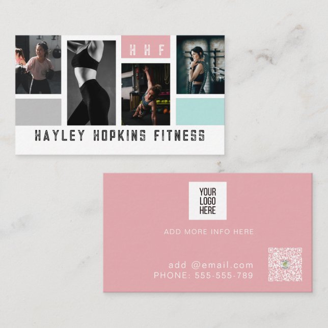 Cartão De Visita Malhação de Treinador Pessoal para Colagem de Foto (Frente/Verso)