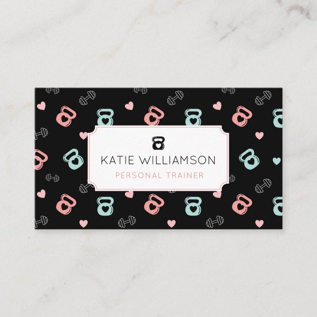 Cartão De Visita Malhação Kettlebell & Dumbbell - Padrão de peso pr (Frente)