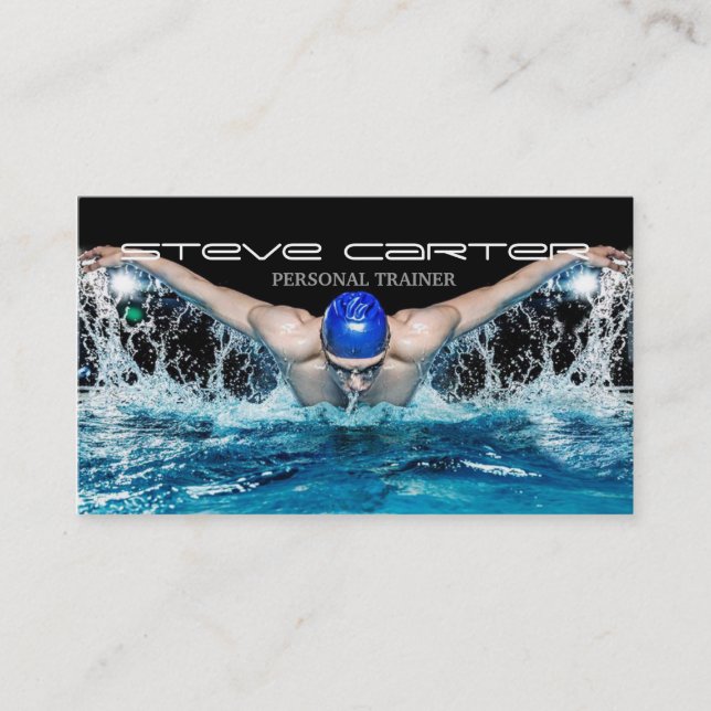 Cartão De Visita malhação profissional do treinador da piscina de (Frente)