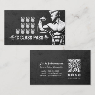 Cartão De Visita Malhação Treinador Gym Kettlebell Classe Pass Leal