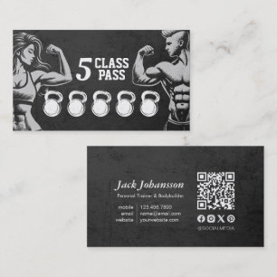Cartão De Visita Malhação Treinador Gym Kettlebell Classe Pass Leal