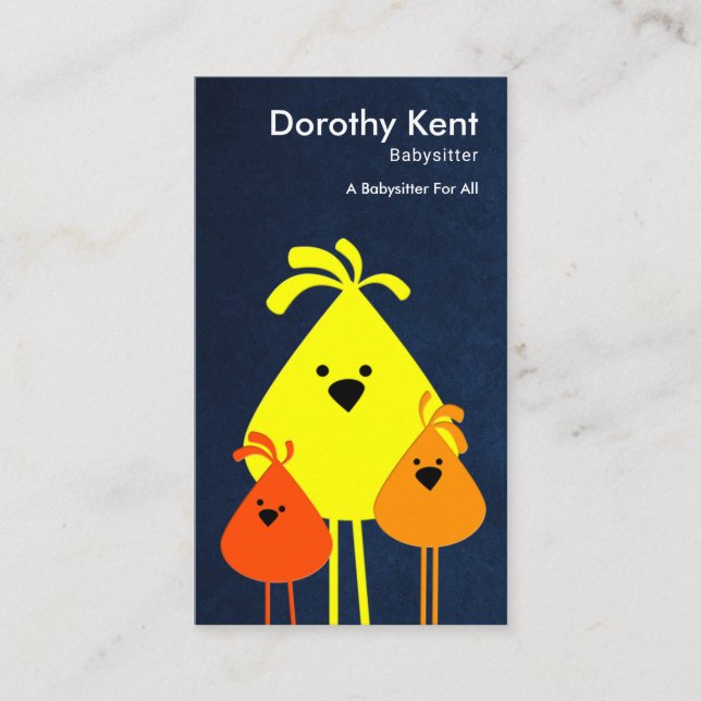 Cartão De Visita Mama engraçado bonito Pássaro Babysitting Pintinho (Frente)