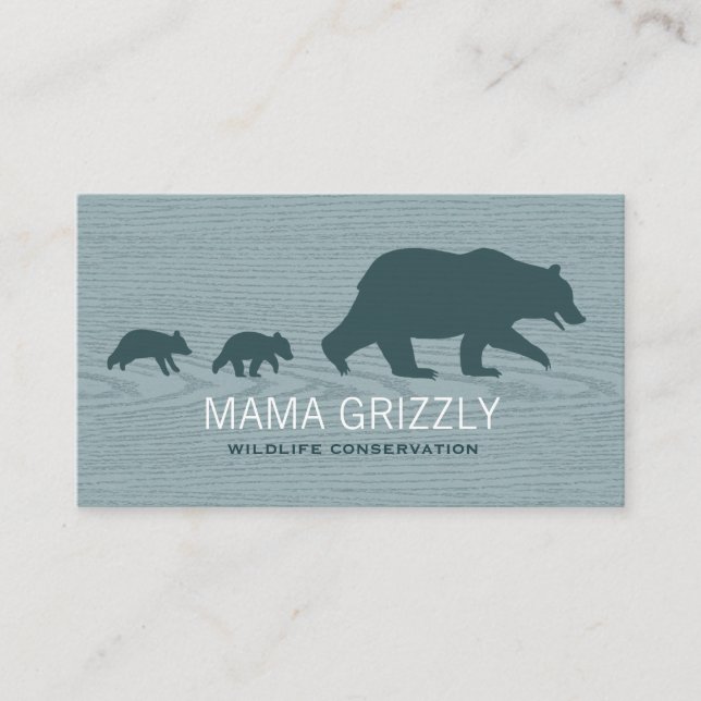 Cartão De Visita Mama Grizzly Bear com Cubs Silhouettes Vida Selvag (Frente)