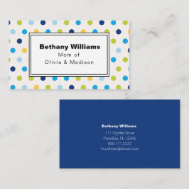 Cartão De Visita Mamãe Reproduz Simples Pontos Verdes Azuis Chamand