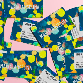 Cartão De Visita Manchas aquáticas e pontos Amarelos bolhas Azuis