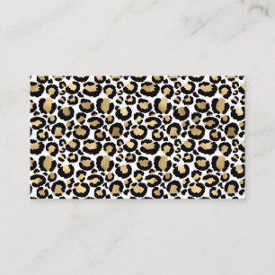 Cartão De Visita Manchas-leopardo monocromáticas Glam Selvagens Fa