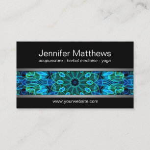 Cartão De Visita Mandala azul & verde moderna das gemas