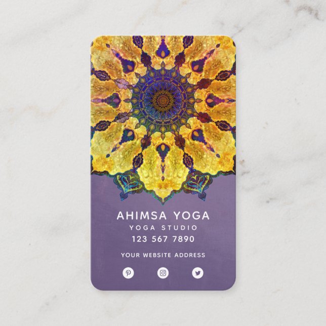 Cartão De Visita Mandala Boho Dourado (Frente)