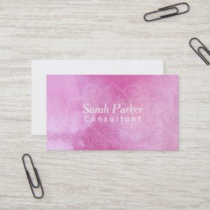 Cartão De Visita Mandala branca sobre profundamente - a aguarela