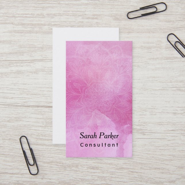 Cartão De Visita Mandala branca sobre profundamente - a aguarela (Frente/Verso In Situ)