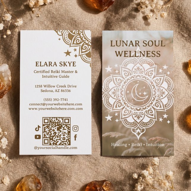 Cartão De Visita Mandala Celestial Bem-Estar Espiritual Holístico (Celestial Mandala Holistic Spiritual Wellness Business Card)