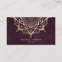 Cartão De Visita Mandala de instrutor de ioga de ouro elegante