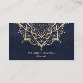 Cartão De Visita Mandala de instrutor de ioga de ouro elegante