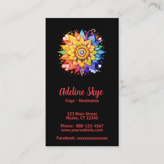 Cartão De Visita mandala design em cores vibrantes (Frente)