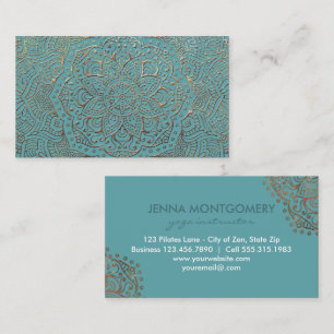 Cartão De Visita Mandala elegante do ouro da cerceta de Boho do