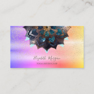 Cartão De Visita Mandala Elegante Profissional, Confetes Yoga Ombre