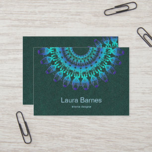 Cartão De Visita mandala étnica da cerceta. Texto