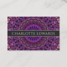 Cartão De Visita Mandala floral colorida roxa