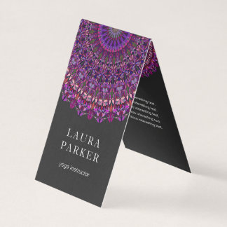 Cartão De Visita Mandala floral colorida roxa