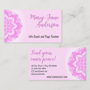 Cartão De Visita Mandala Floral Design Yoga Studio Girly Blush