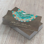 Cartão De Visita Mandala Flower Vintage Teal & Dourado Spa Salon<br><div class="desc">Vintage Teal & Dourado Mandala Flower Cartões de visitas.</div>
