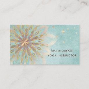 Cartão De Visita Mandala Holística Lotus Floral Zen Yoga Teal