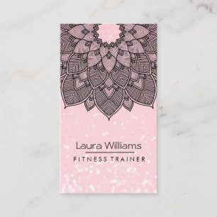 Cartão De Visita Mandala Lotus Flower Yoga Instrutor Rosa Holístico