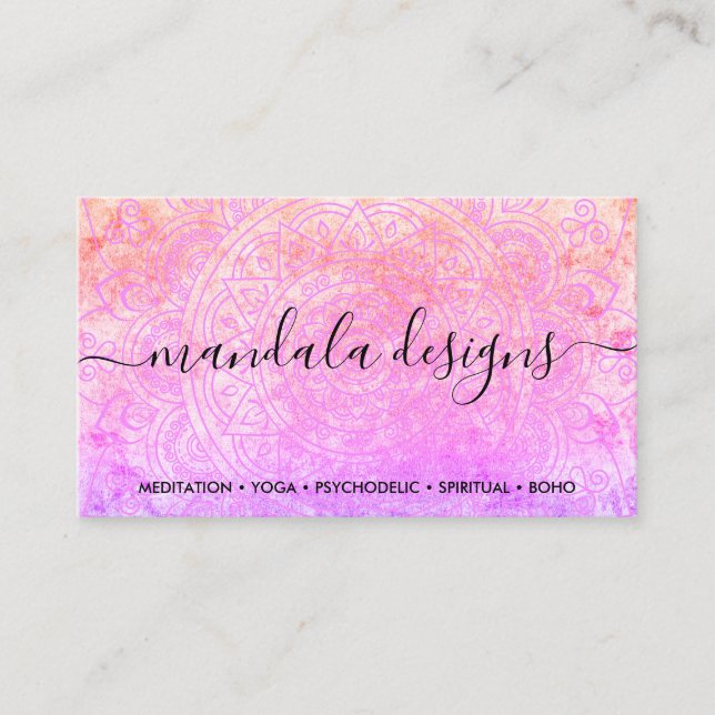 Cartão De Visita Mandalá Rosa Espiritual Boêmio Boho (Frente)