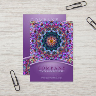 Cartão De Visita Mandala roxa de Lotus carnudo