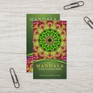 Cartão De Visita Mandala verde da flor