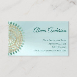 Cartão De Visita Mandala verde e Dourado da hortelã versátil