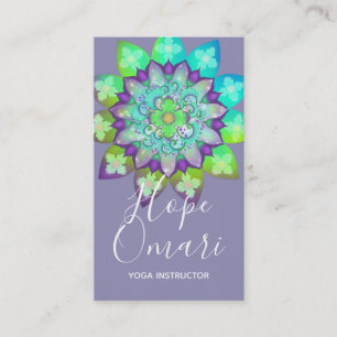 Cartão De Visita Mandalala Floral da Meditação em Roxo