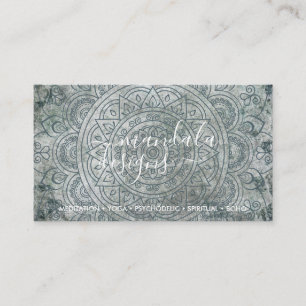 Cartão De Visita Mandalas Boho Verde Espiritual Boêmio
