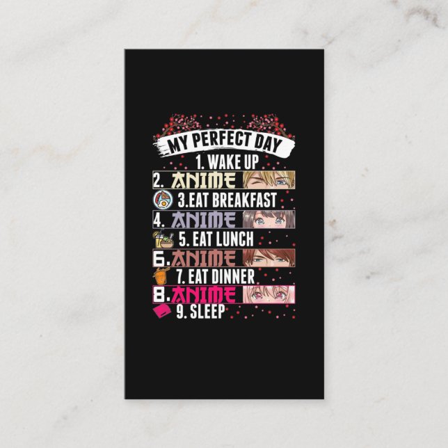 Cartão De Visita Manga Japonesa Anime Perfect Day Otaku Girl (Frente)