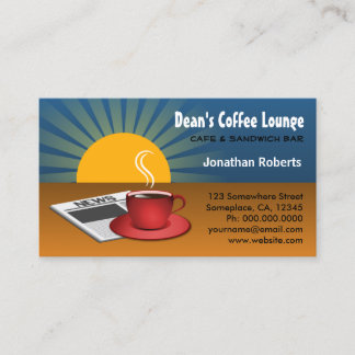 Cartão De Visita Manhã Notícias Sunrise Blue Brown Café Compro Café