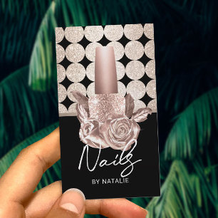 Cartão De Visita Manicura Geométrica Dourada de Flor Polonesa de Sa