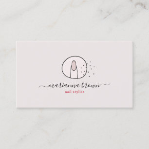 Cartão De Visita Manicure Vermelha Rosa Spa Logotipo Salão Polonês