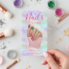 Cartão De Visita Manicurist Artist Stylish Nail Salon Chic Opal