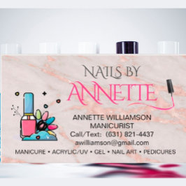 Cartão De Visita Manicurist Nail Technicus Blush Rosa Marble