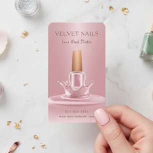 Cartão De Visita Manicurista Artista Poeira Rosa Blush Rosa Chic