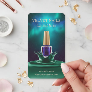 Cartão De Visita Manicurista Artista Unhas Verde Escuro Azul Marinh