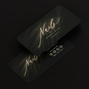 Cartão De Visita Manicurista Black-Dourado do Elegante Nail Tech Sc