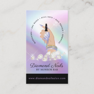 Cartão De Visita Manicurista de Arte do Nail Salon Nail Tech Diamon